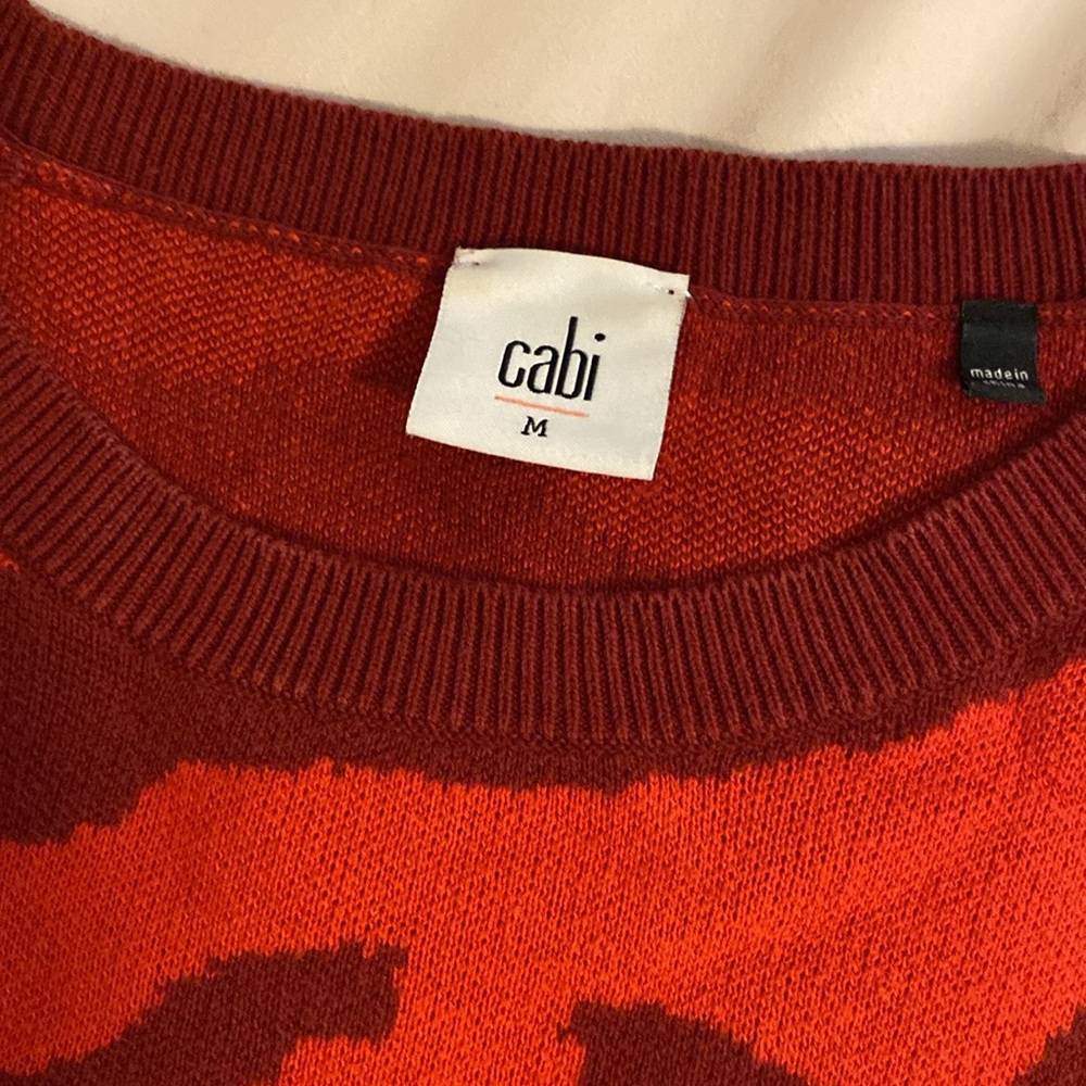 Cabi Red Camo Crewneck Sweater Sz M - Picture 2 of 2